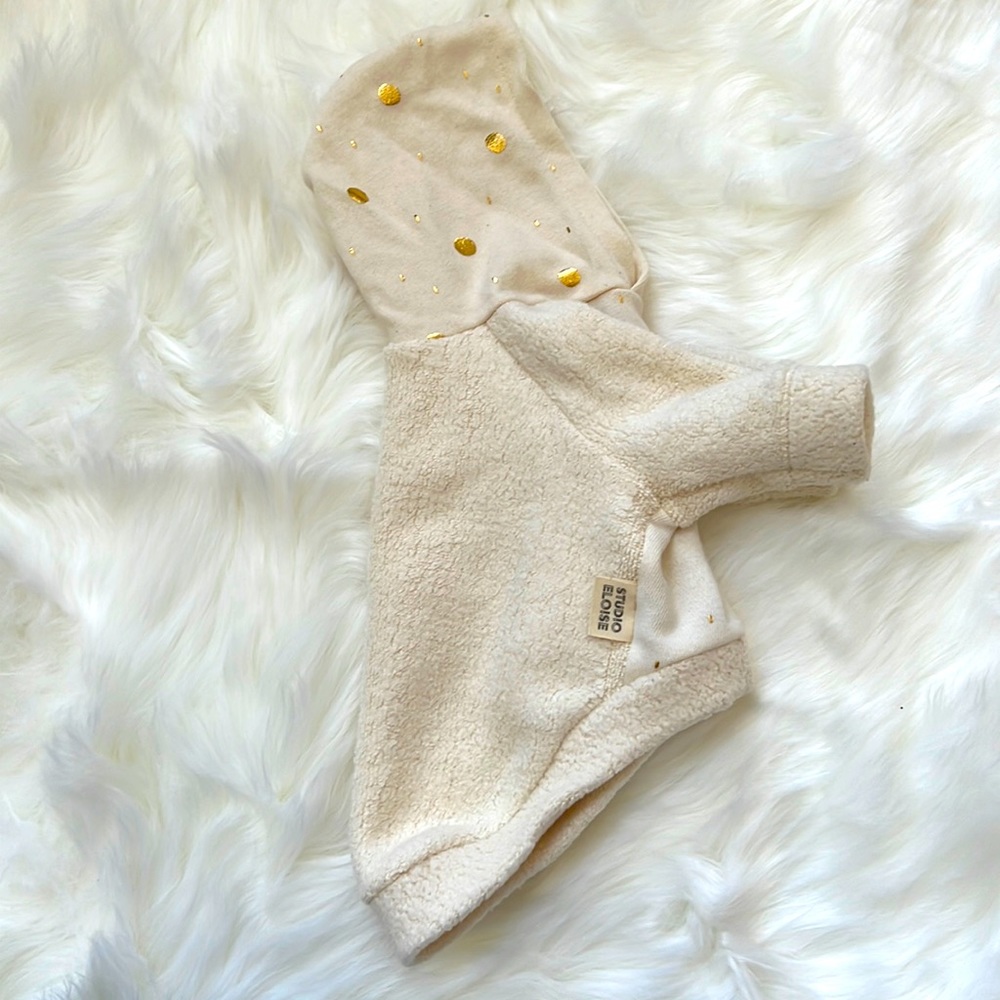 Studio Eloise Cram and Gold Metallic Dots Hoodie